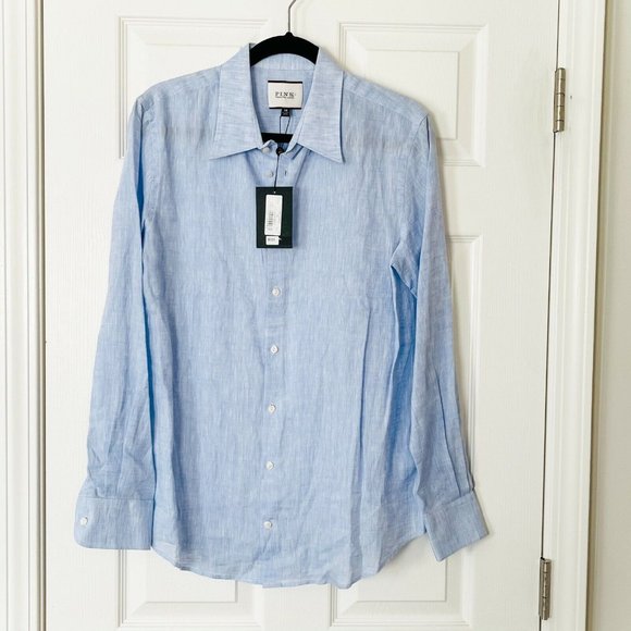 NWT PINK Thomas Pink Darcy Pale Blue Button Down
